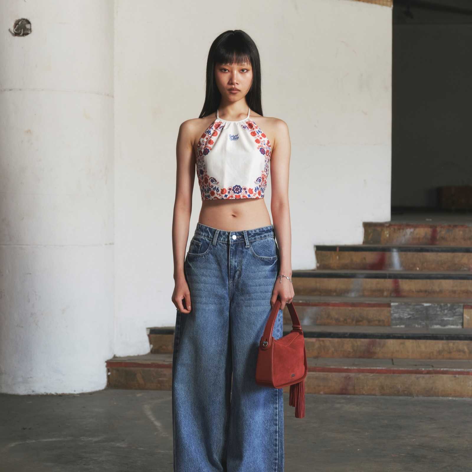 PAISLEY HALTER TOP - WHITE