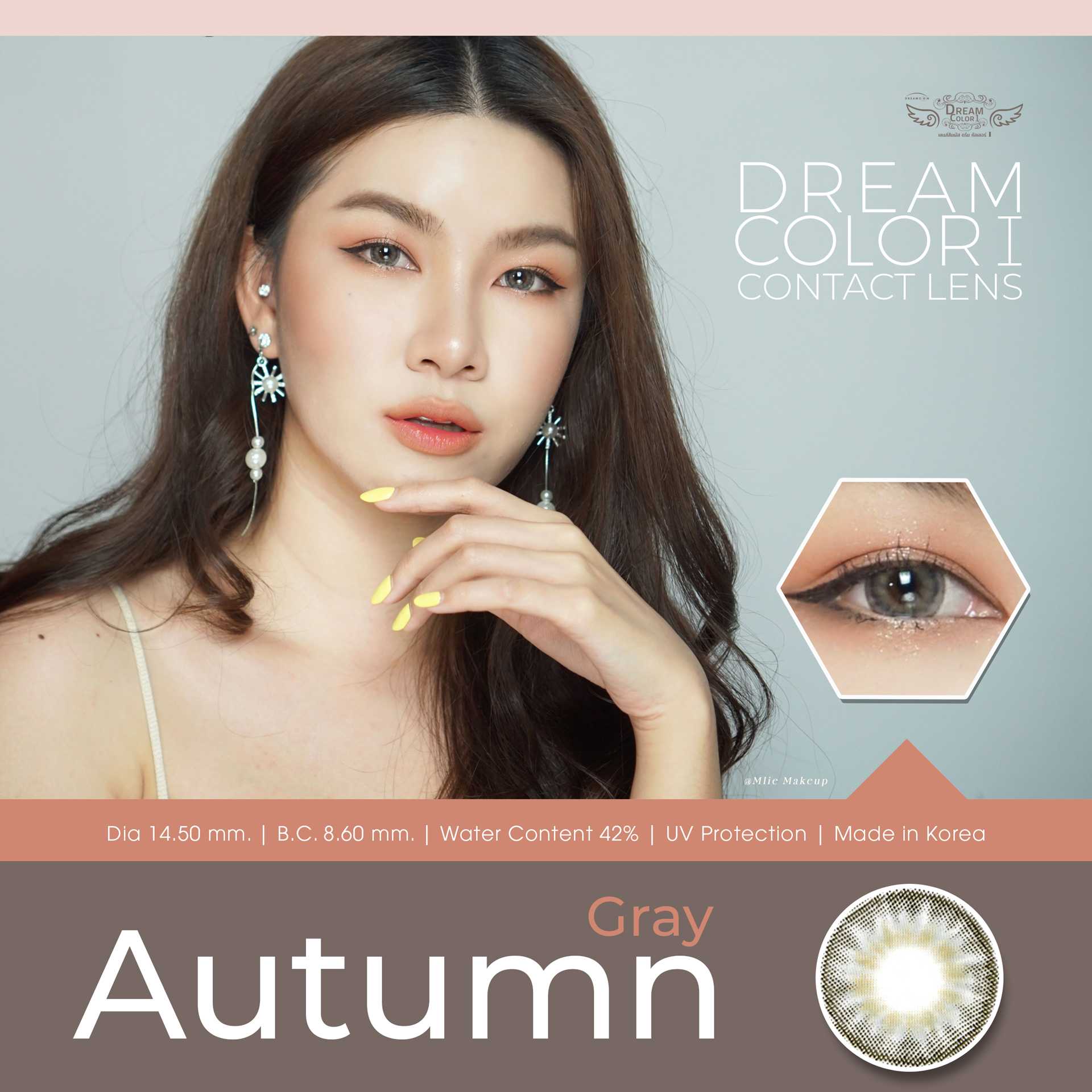 คอนแทคเลนส์ บิ๊กอาย Dreamcolor1 รุ่น Autumn Gray/Brown สายตาปกติ สายตาสั้น