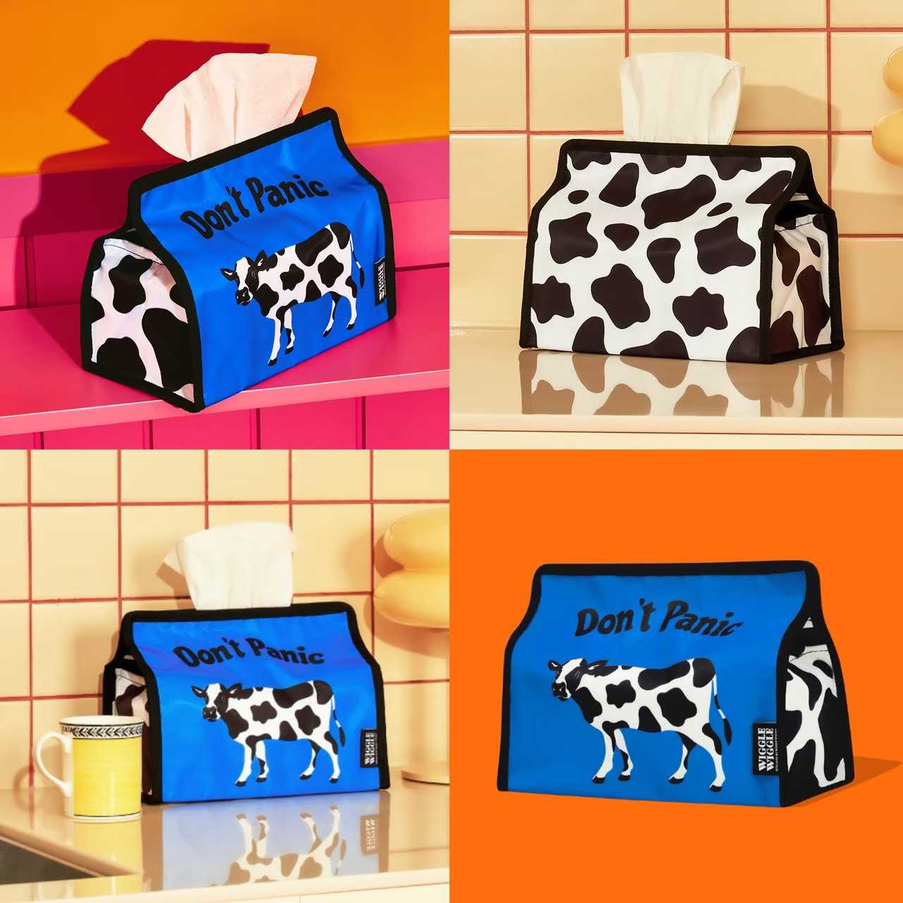 🐄 Wiggle Wiggle ของแท้ 💯 ที่ใส่ทิชชู่ Don’t Panic กล่องทิชชู่ ลายวัว Tissue Cover ปลอกกล่องทิชชู่