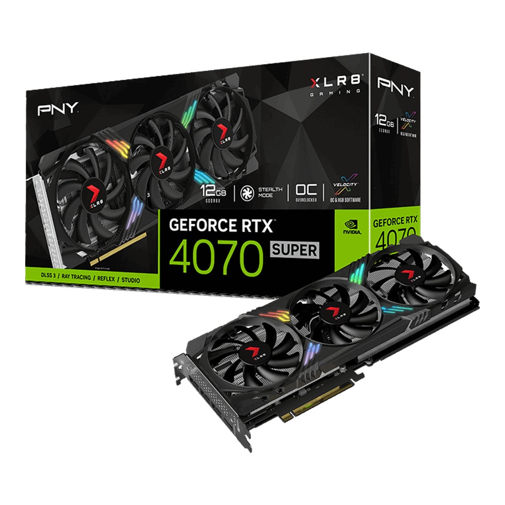 PNY GEFORCE RTX 4070 SUPER 12GB XLR8 GAMING VERTO EPIC-X RGB OC TRIPLE FAN DLSS 3 12GB GDDR6X
