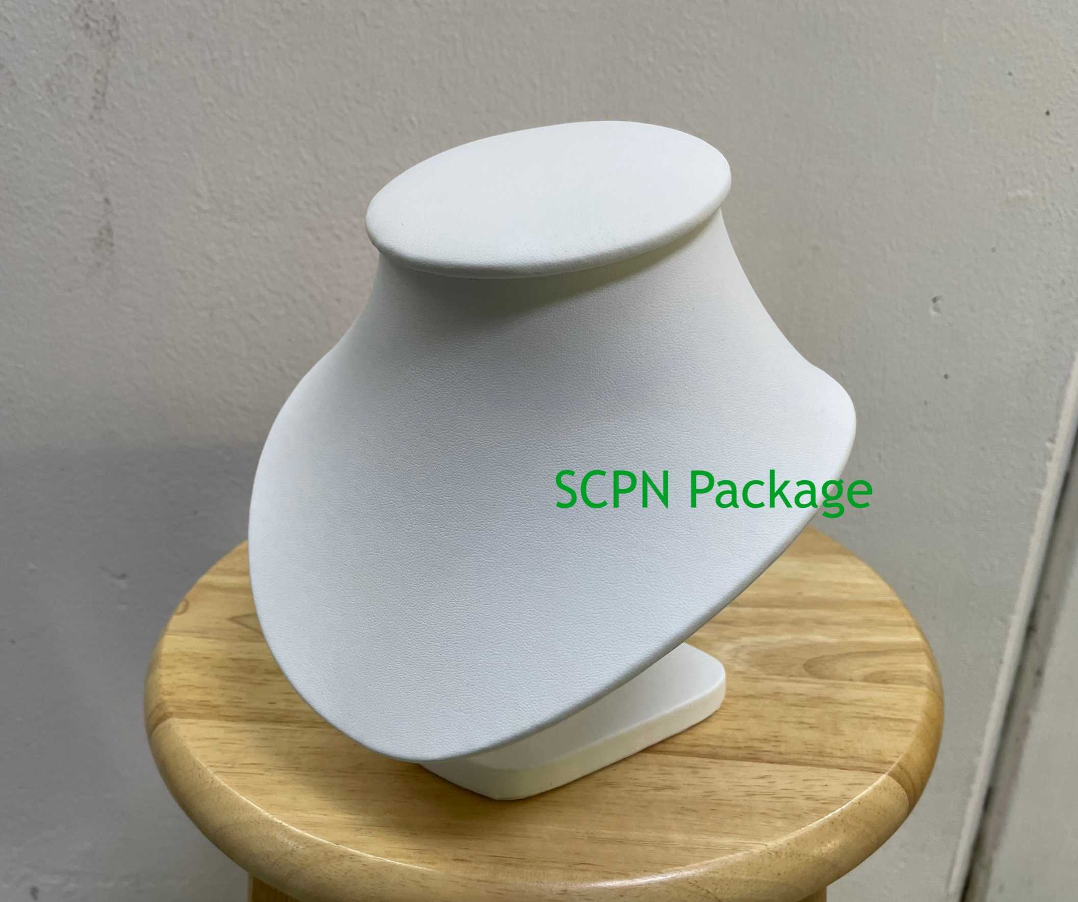 คอโชว์สร้อย แบบดอกเห็ดขนาดกลางPU สีขาว (18ซมx17.5ซมx12ซม)