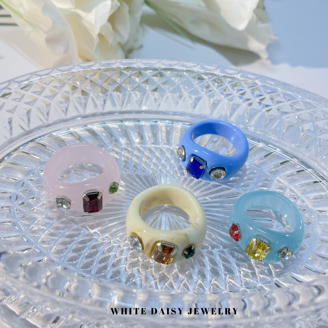🔥 New Collection🔥 แหวนแฟชั่น แหวนสีเรซิน แหวนผู้หญิง เครื่องประดับแฟชั่น#WD134