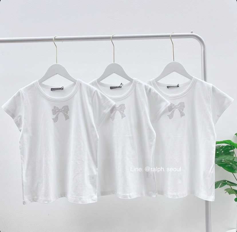 RONRON CRYSTAL RIBBON T-SHIRT