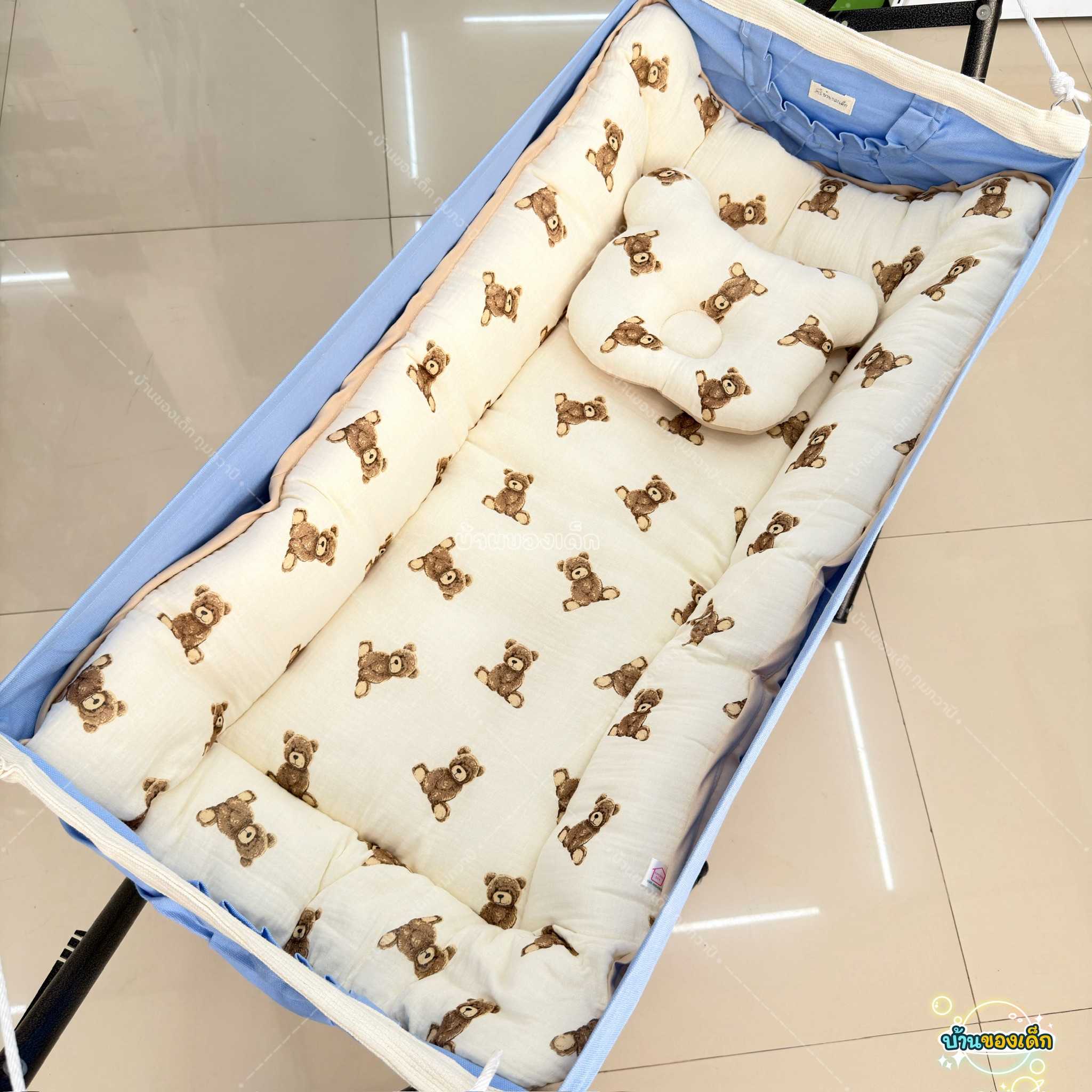 BKD ที่เบาะนอนรองเปล สำหรับทารก พร้อมหมอนหลุม (ผ้ามัสลิน)
