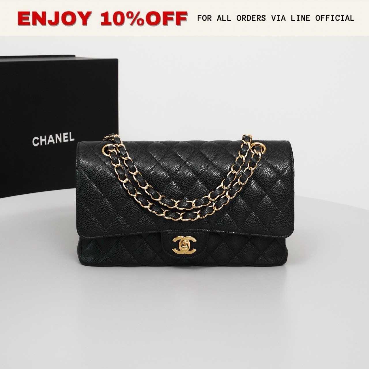 📍USED📍CHANEL Classic 10'' สี Black Caviar GHW Holo291 | Bag