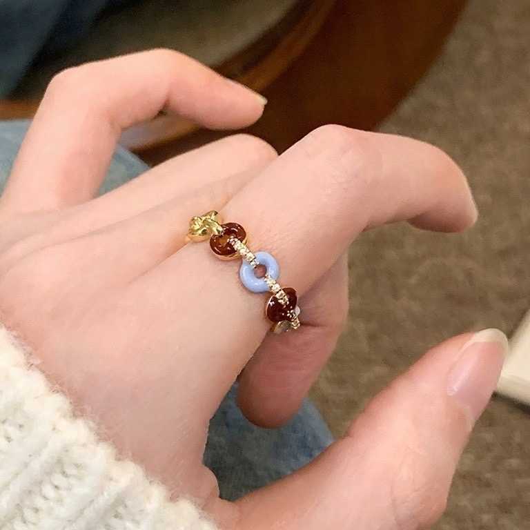 [พร้อมส่ง] 💍แหวนจิ๋วลายโดนัท ประดับคริสตัล น่ารักมาก | QF025