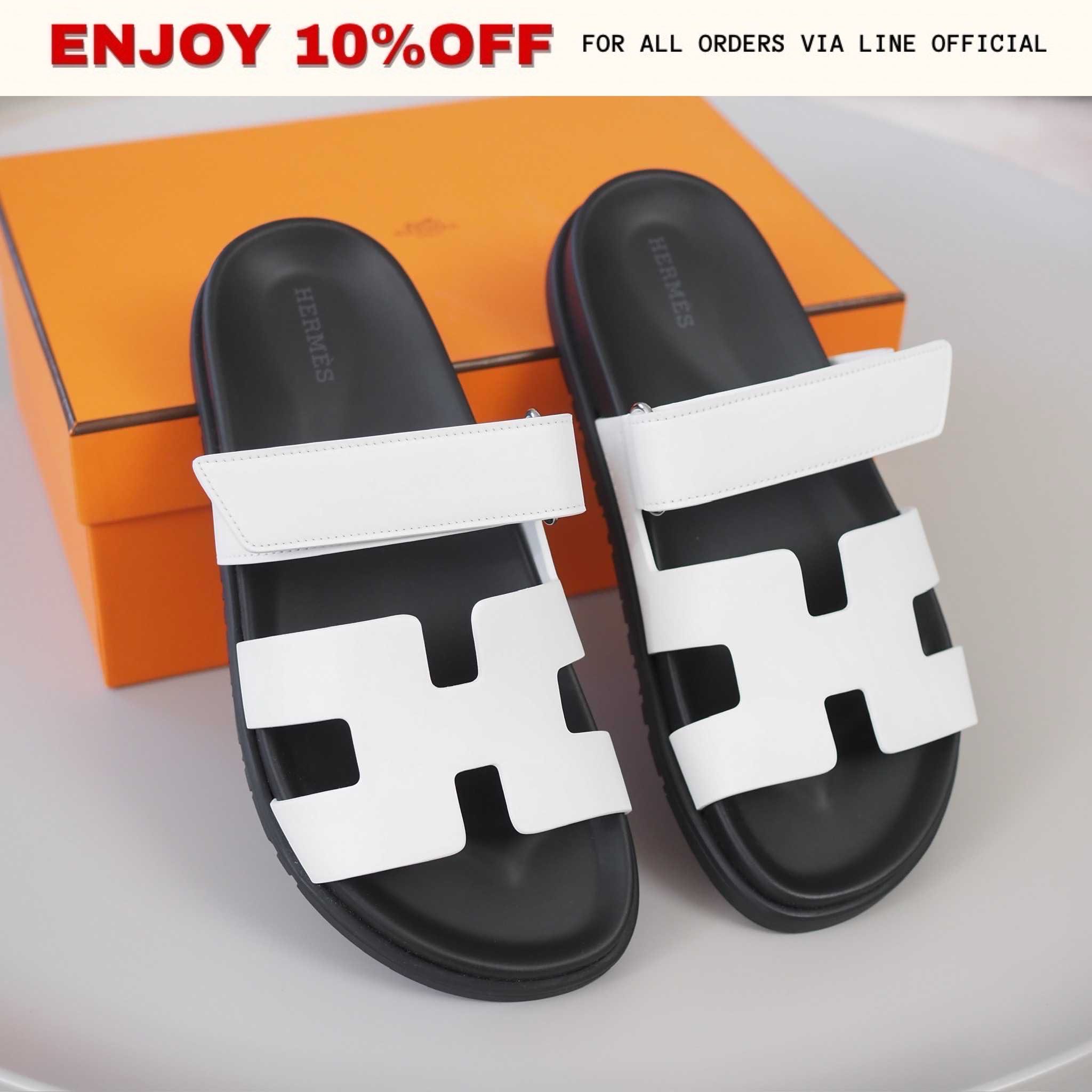 NEW! HERMES Chypre Sandals สี Blanc | Shoes