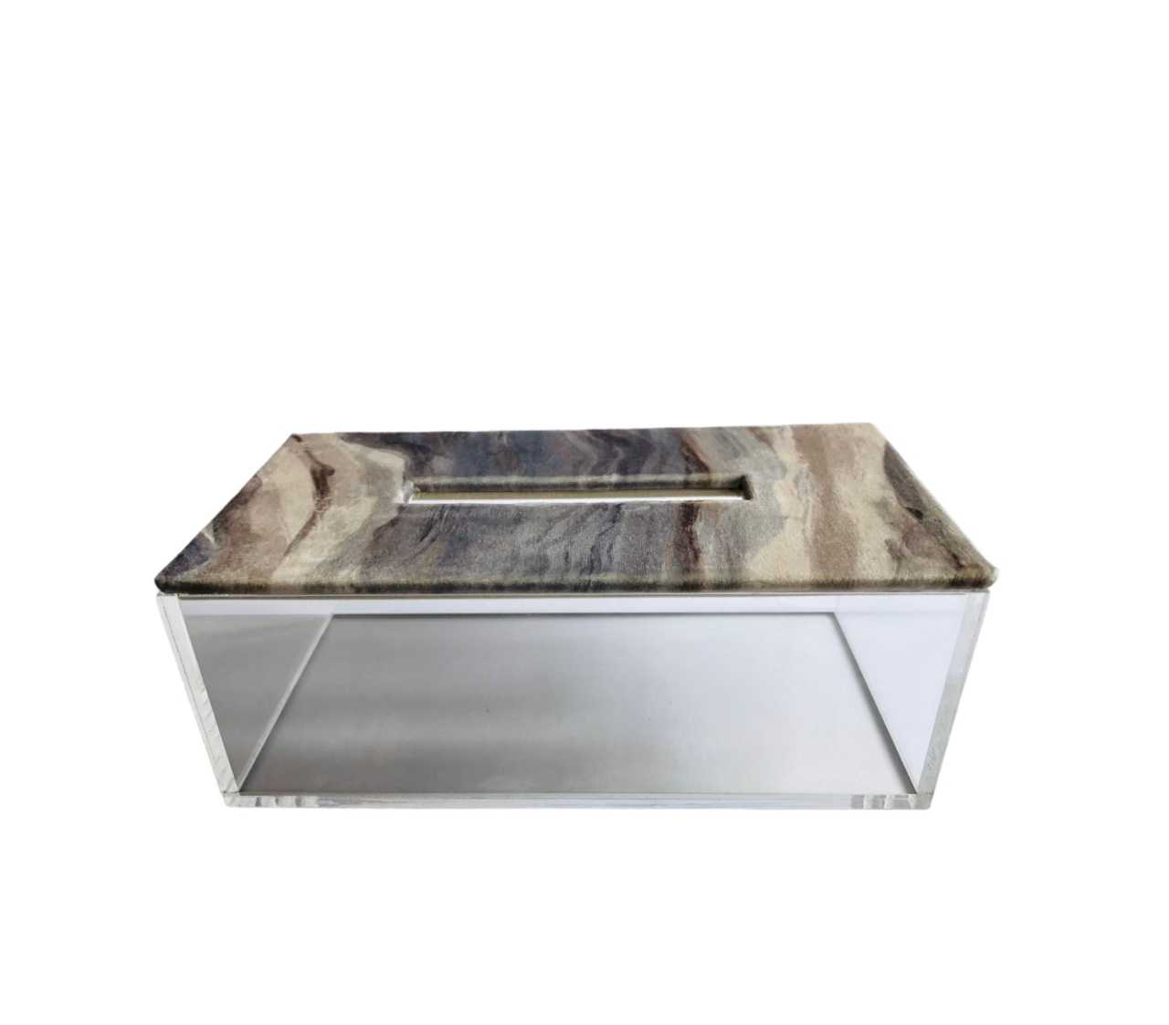 Tissue box, Acrylic, Velvet Fabric, Cream