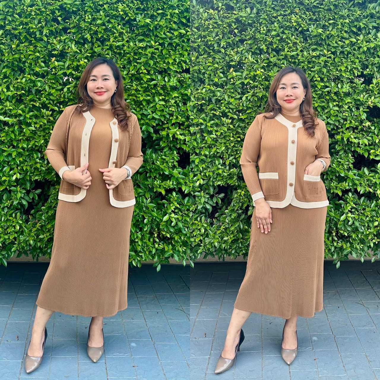 Pleatbynisa A547 เสื้อคลุมพร้อมเดียวอัดพลีท เนื้อผ้าPolyester100%