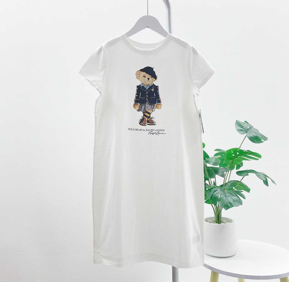 Ralph Lauren Polo Bear Cotton Jersey Dress(WHITE)
