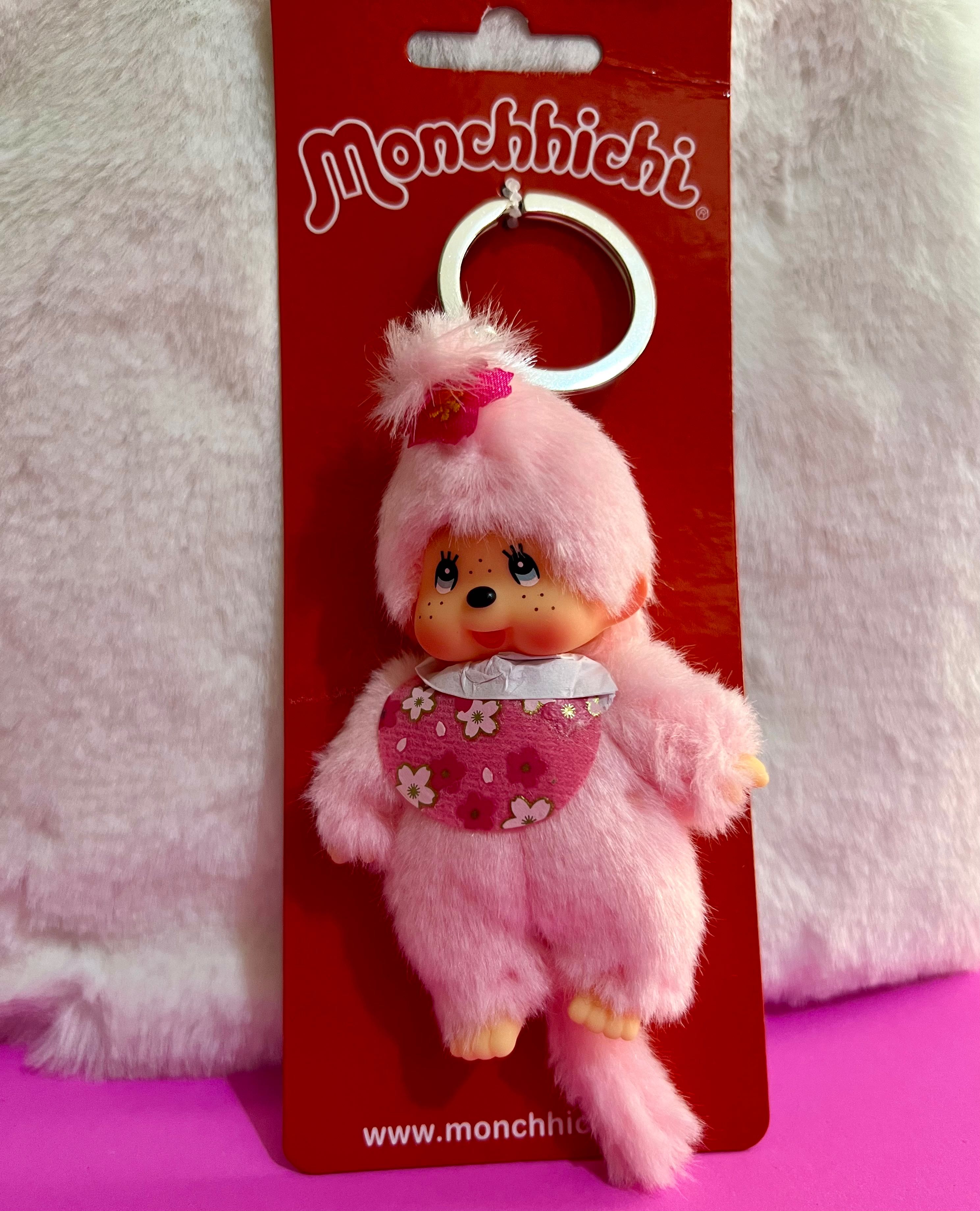 Sekiguchi Monchhichi Cherry Flower, Keychain, 4 Inch, Rose, Rose
