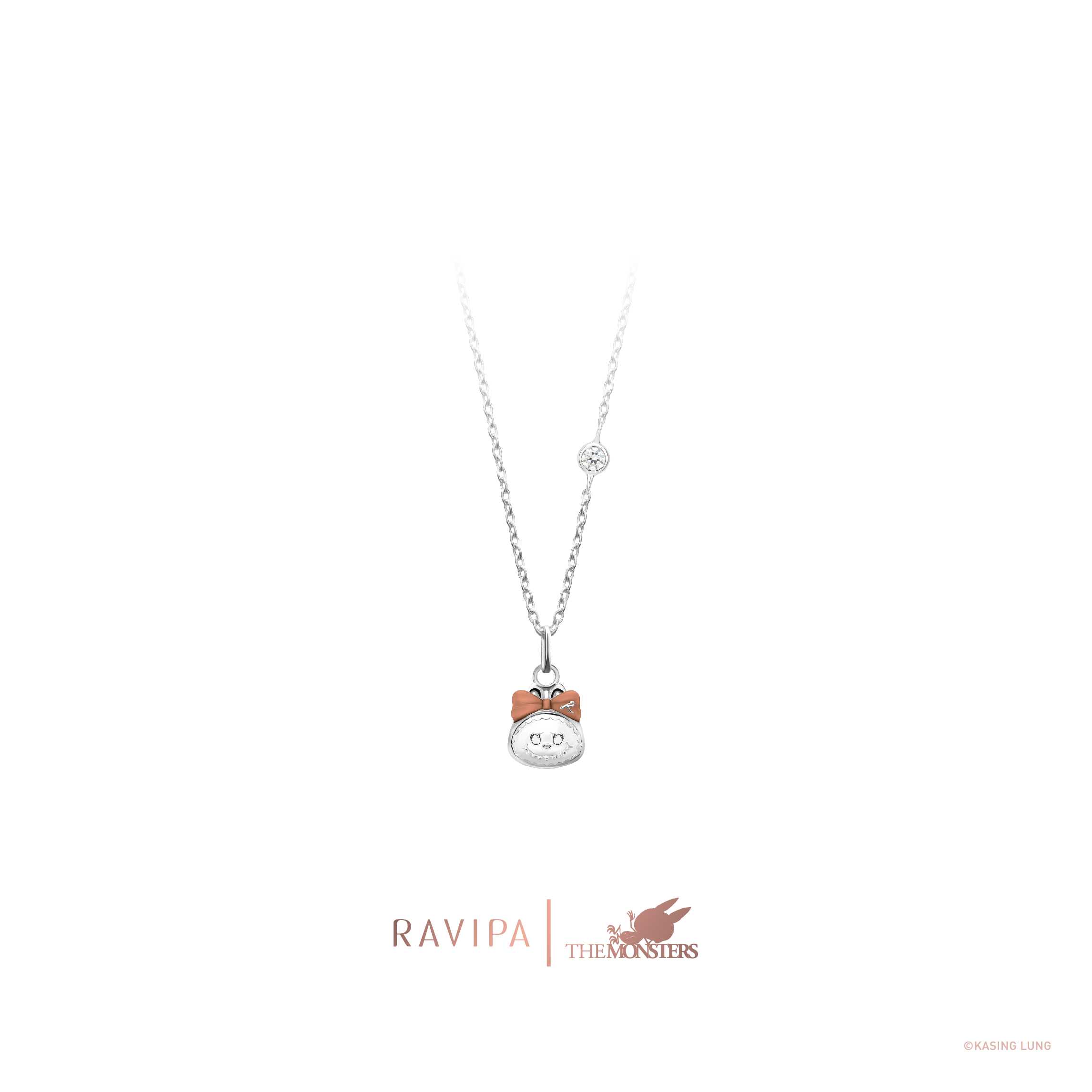 Labubu Baby Wishbone Diamond Necklace