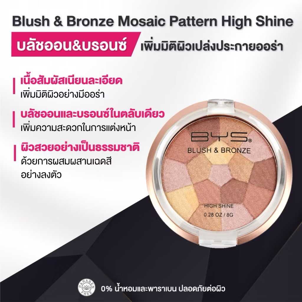 BYS Cosmetics Blush & Bronze Mosaic Pattern (High Shine) 0.28OZ / 8 g.