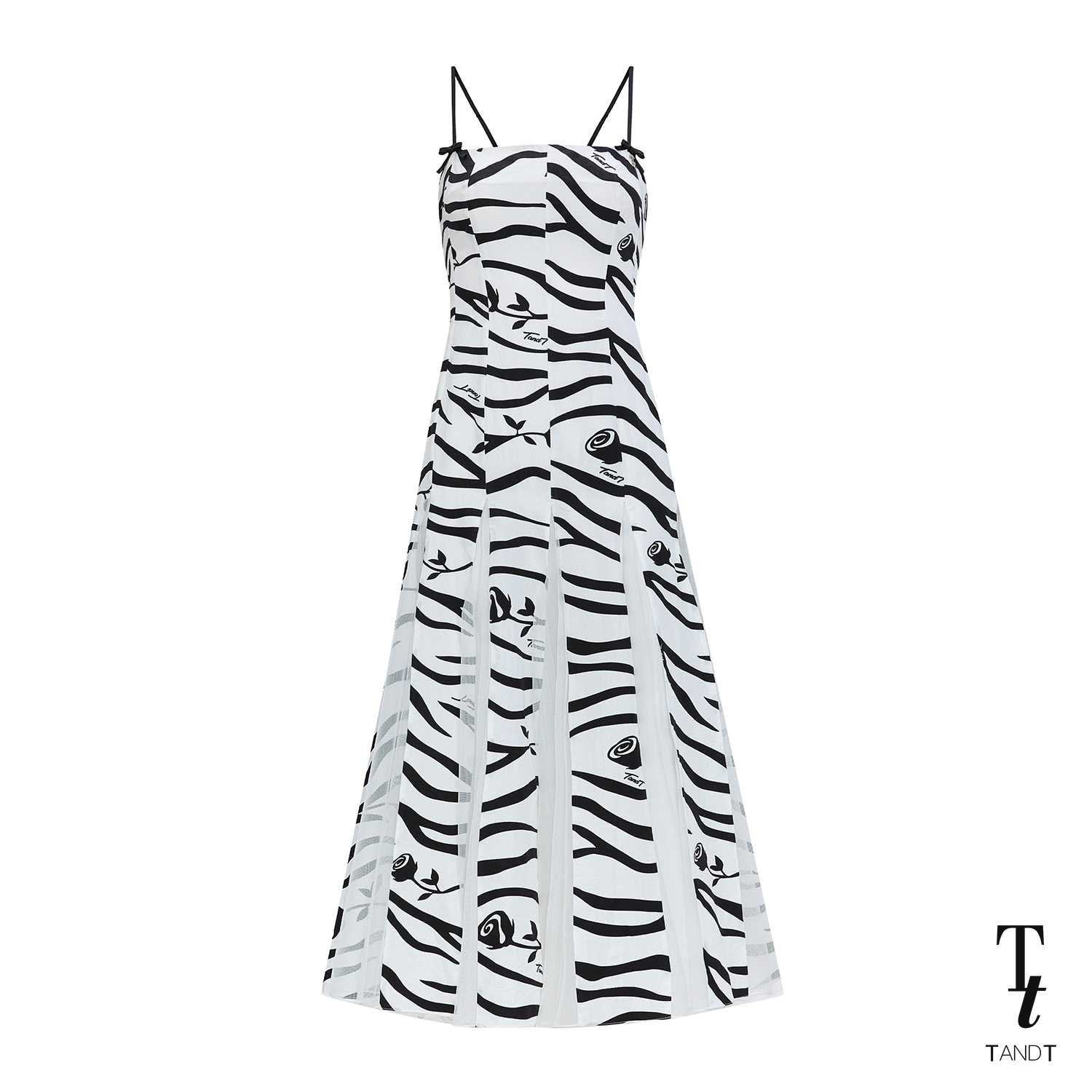 TandT - TIPSY DRESS - FLORAL ZEBRA PRINTED MIXED TULLE TRIMMED MAXI DRESS