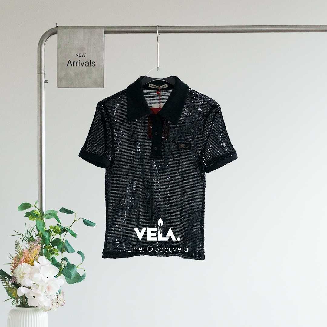 Mardi Sequin Shirt Piquet (Black)