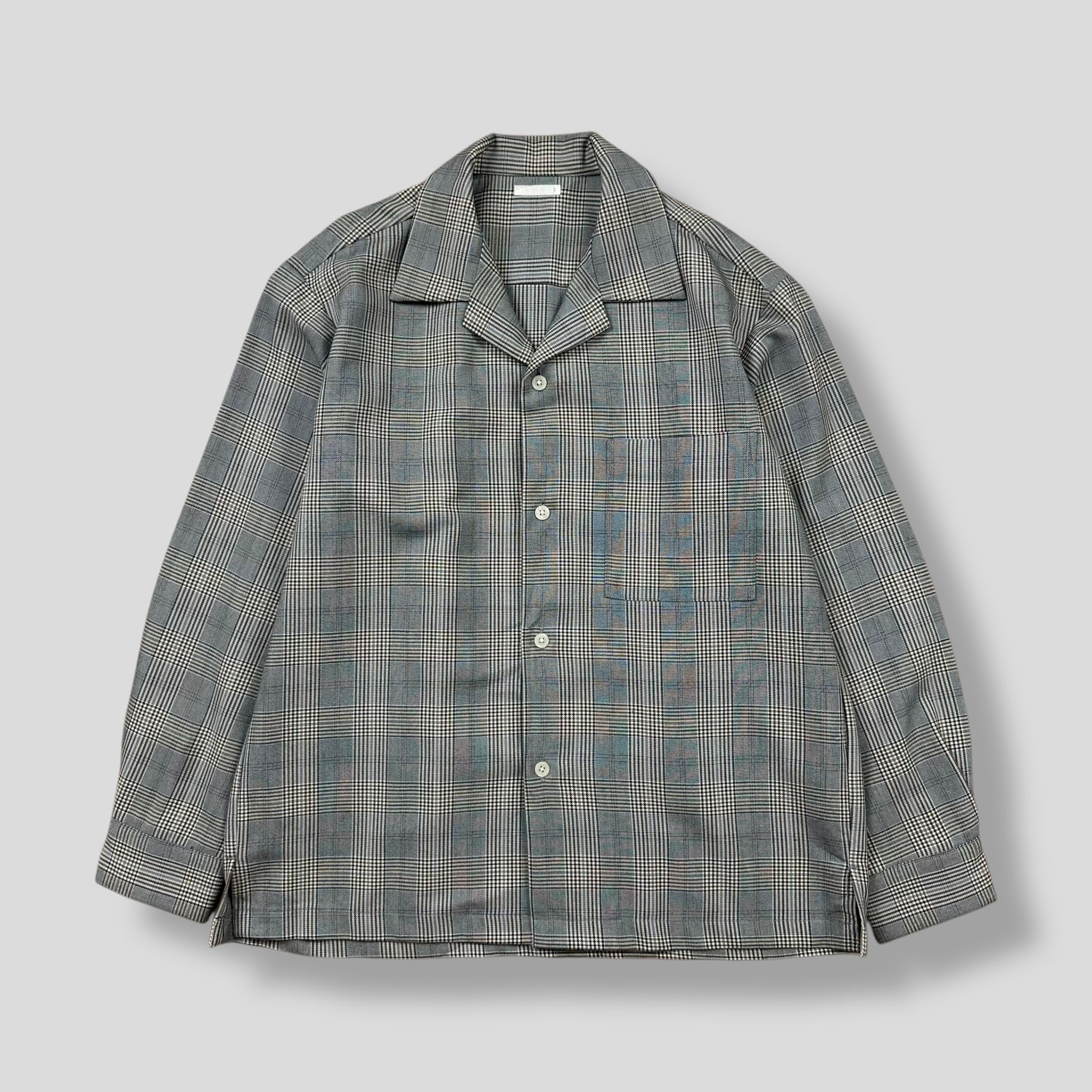 GU OPEN COLLAR PLAID POCKET SHIRT 