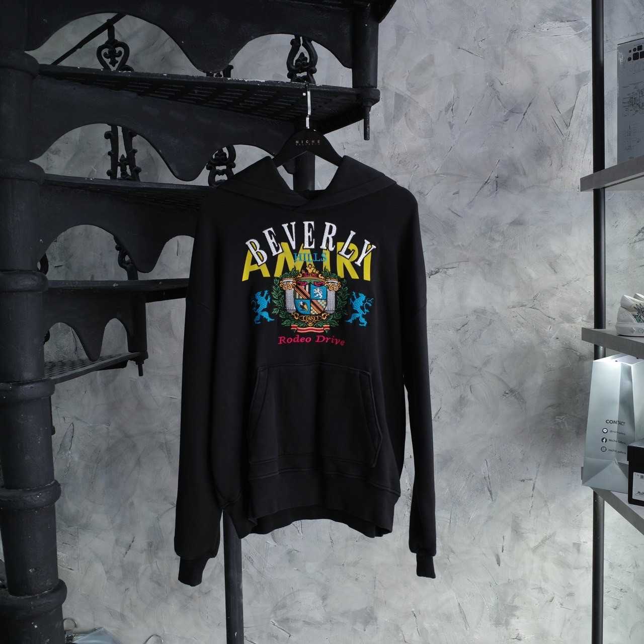 AMIRI BEVERLY HILLS EMBORIDERED BLACK HOODIE