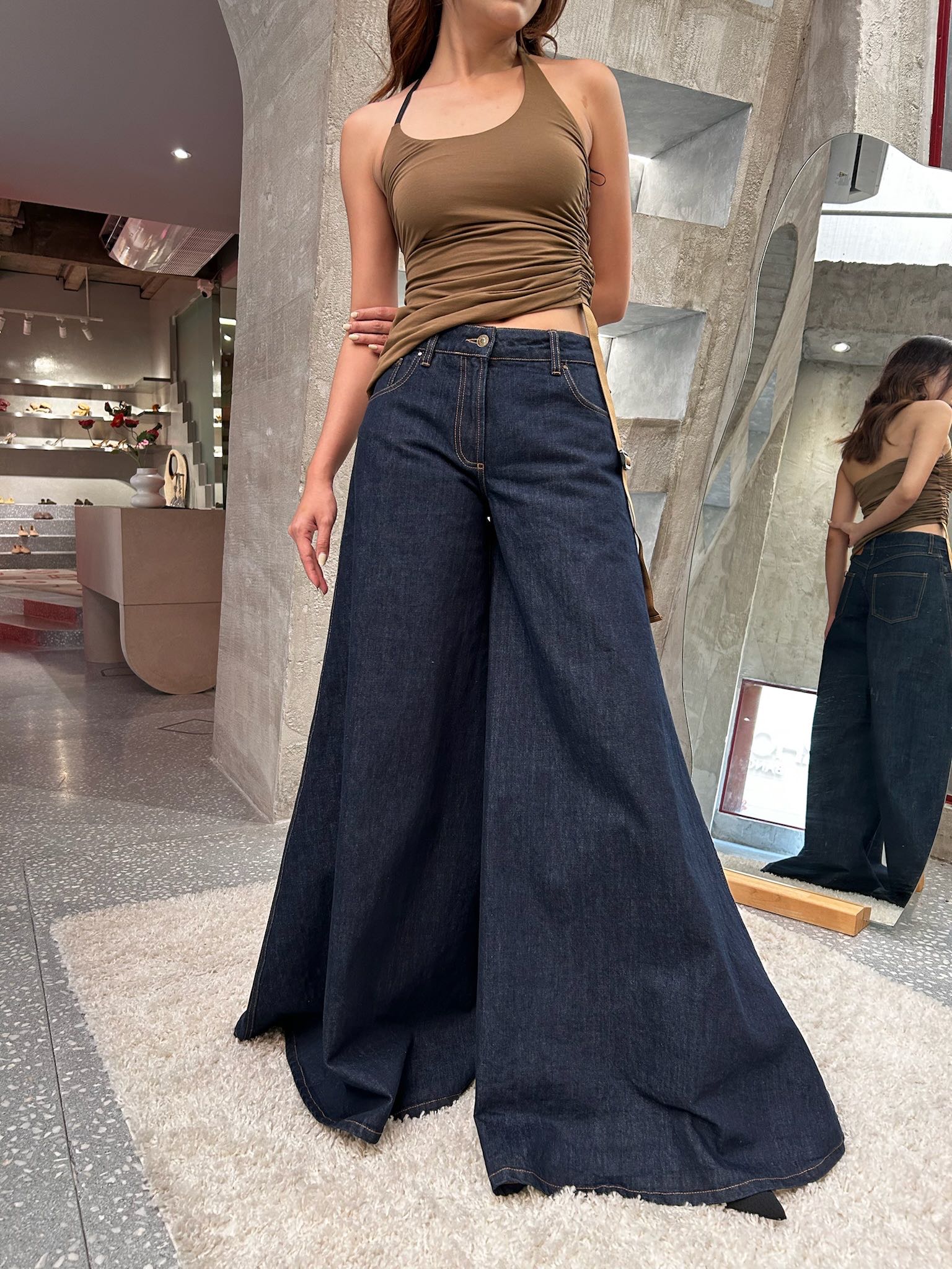 A.W.A.K.E. MODE Wide Leg Denim - Indigo Rinse Wash