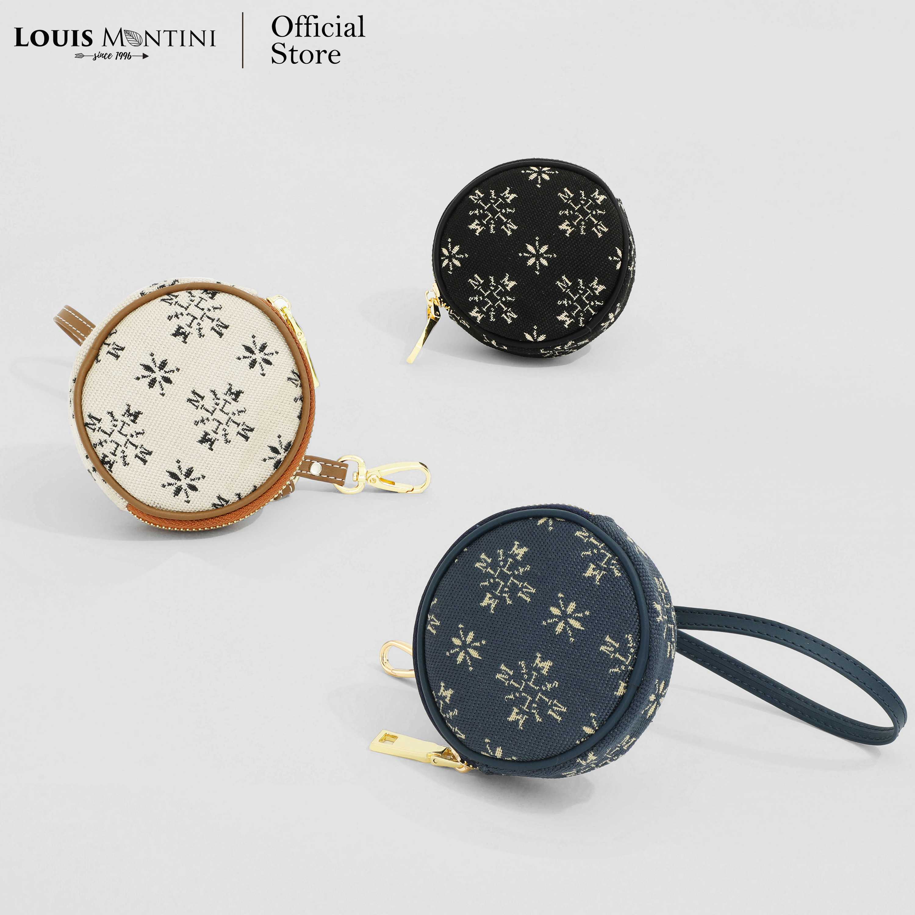 Louis Montini (Giaguaro) กระเป๋าใส่เหรียญ ผ้าแจ็คการ์ด แต่งด้วย PU สำหรับคล้องกระเป๋าทรงกลม LYP06