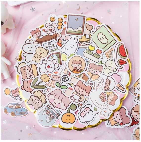 สติ๊กเกอร์ไดคัทเกาหลี 100 ชิ้น ลายเด็กหญิง