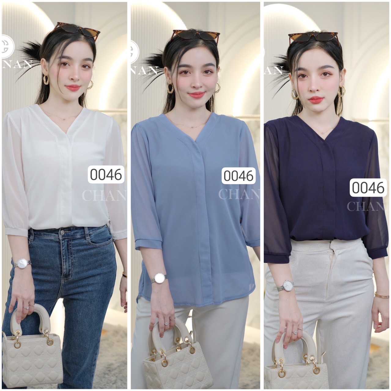 0046 เสื้อชีฟอง มีซับใน ใส่สบาย มี3สี