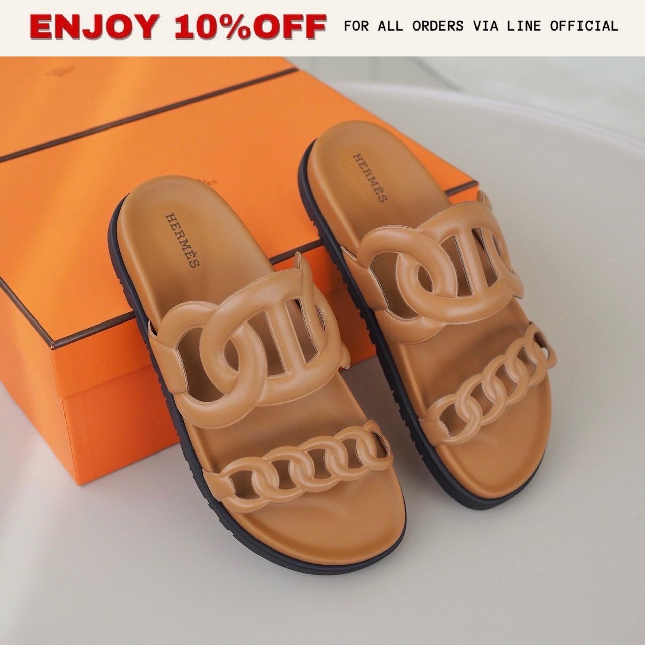 NEW! HERMES Extra Sandals สี Naturel | Shoes