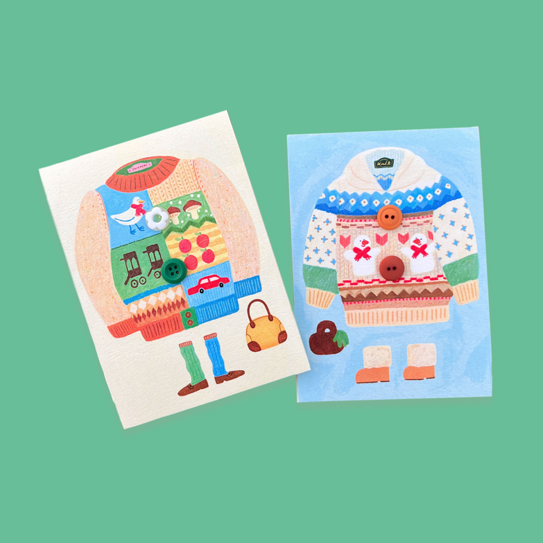 [a letter from] button card - sweater