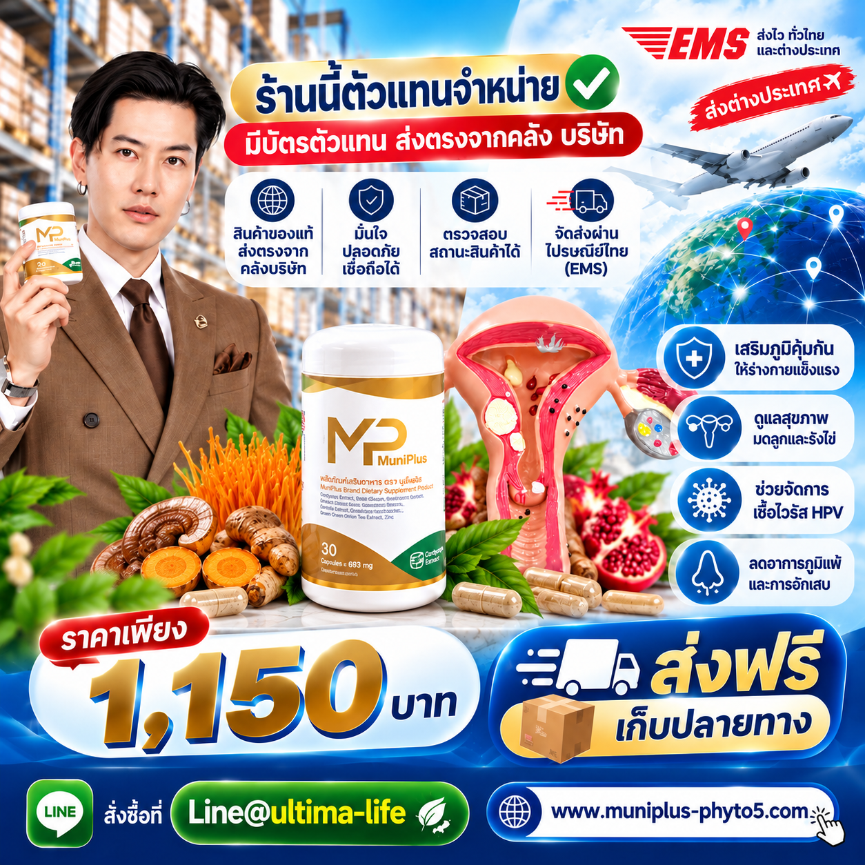 Muniplus ชุดต้านเนื้อร้าย ซีสต์ ก้อนเนื้อ มะเร็ง ต่อมลูกหมากโต