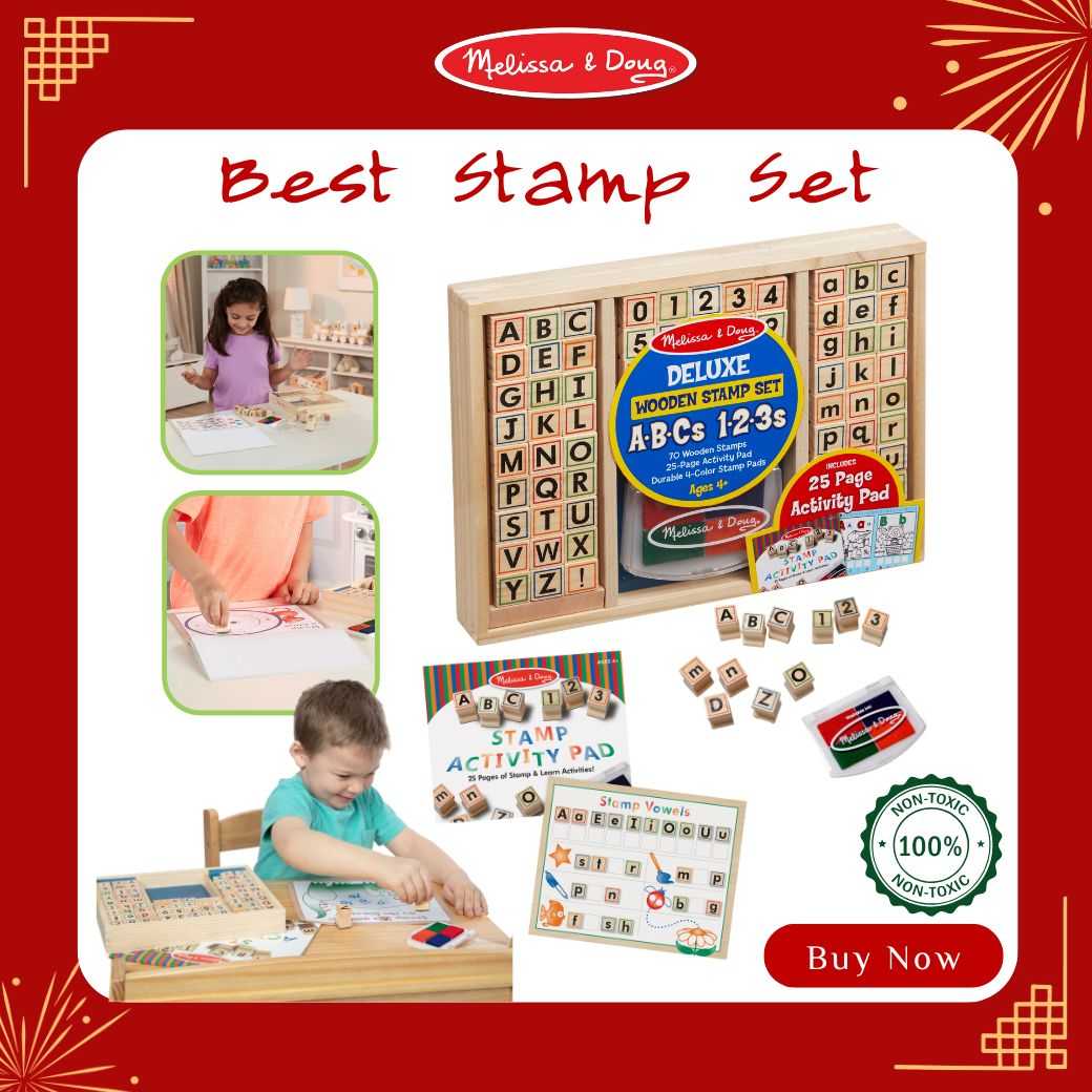 (ของแท้ USA) ชุดแสตมป์ ตัวปั๊ม ตัวอักษร non-toxic ล้างออกได้ Deluxe Wooden Stamp Set กล่องเก็บ 30118