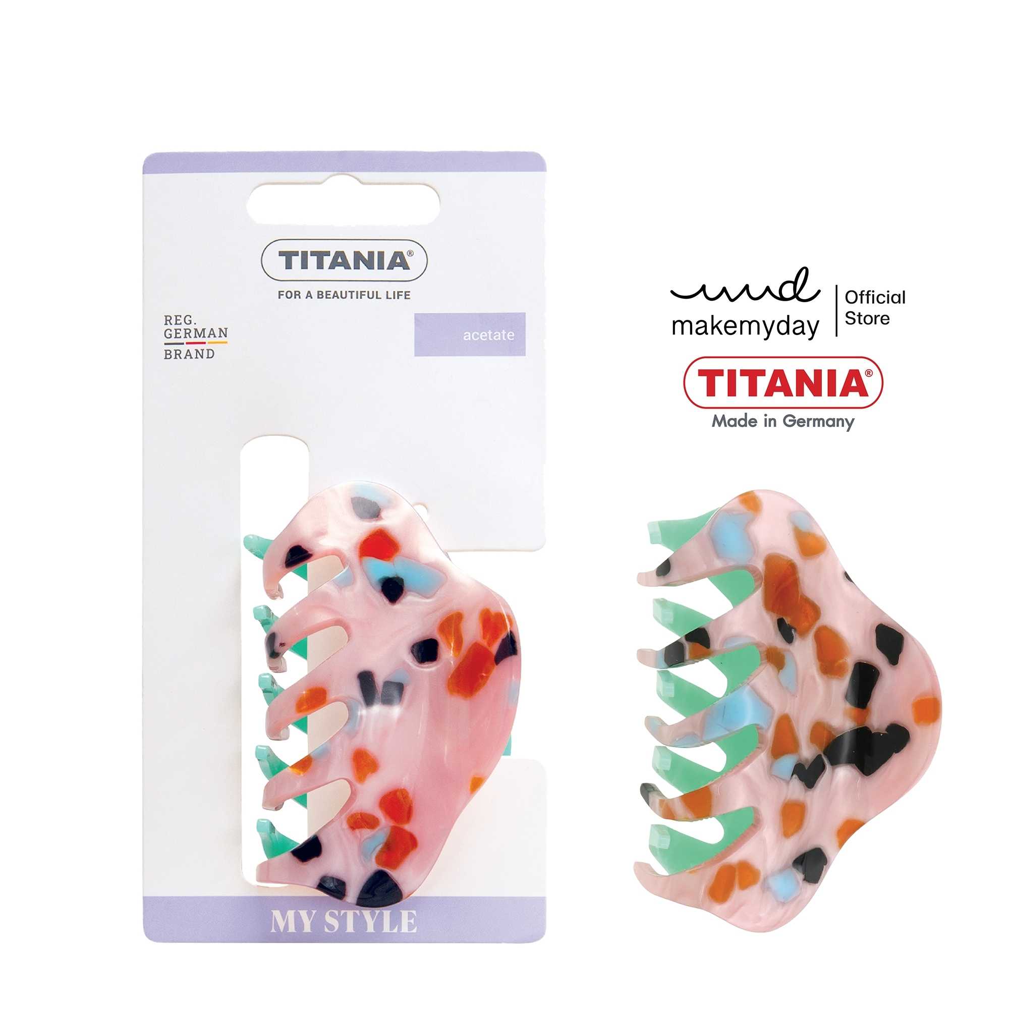 TITANIA Hair Clip กิ๊บหนีบผม สี Pink Delight  นำเข้าจากเยอรมัน (1 กล่องบรรจุ 1 ชิ้น)