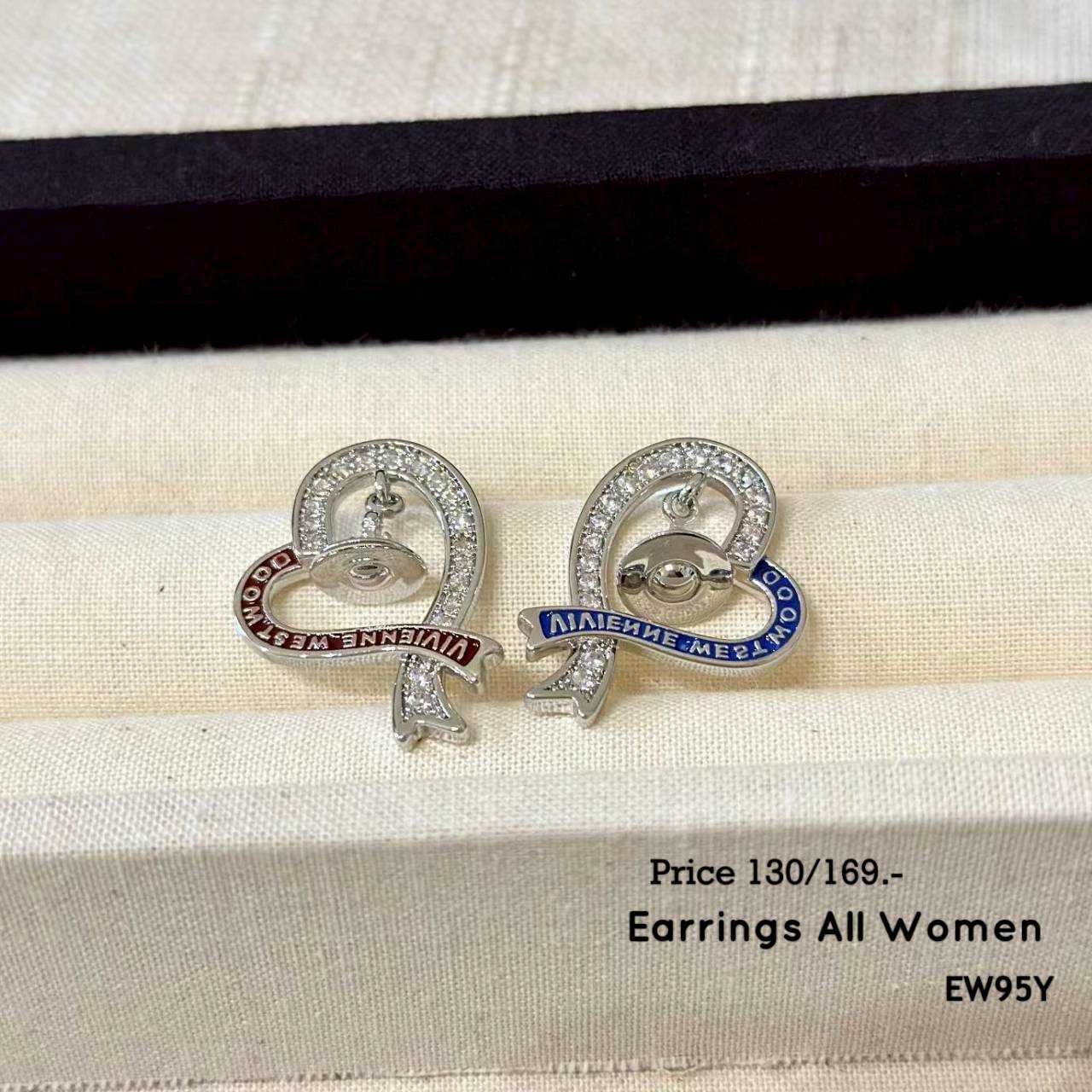 EW95Y ต่างหูหัวใจ  สีเงิน เงิน 925