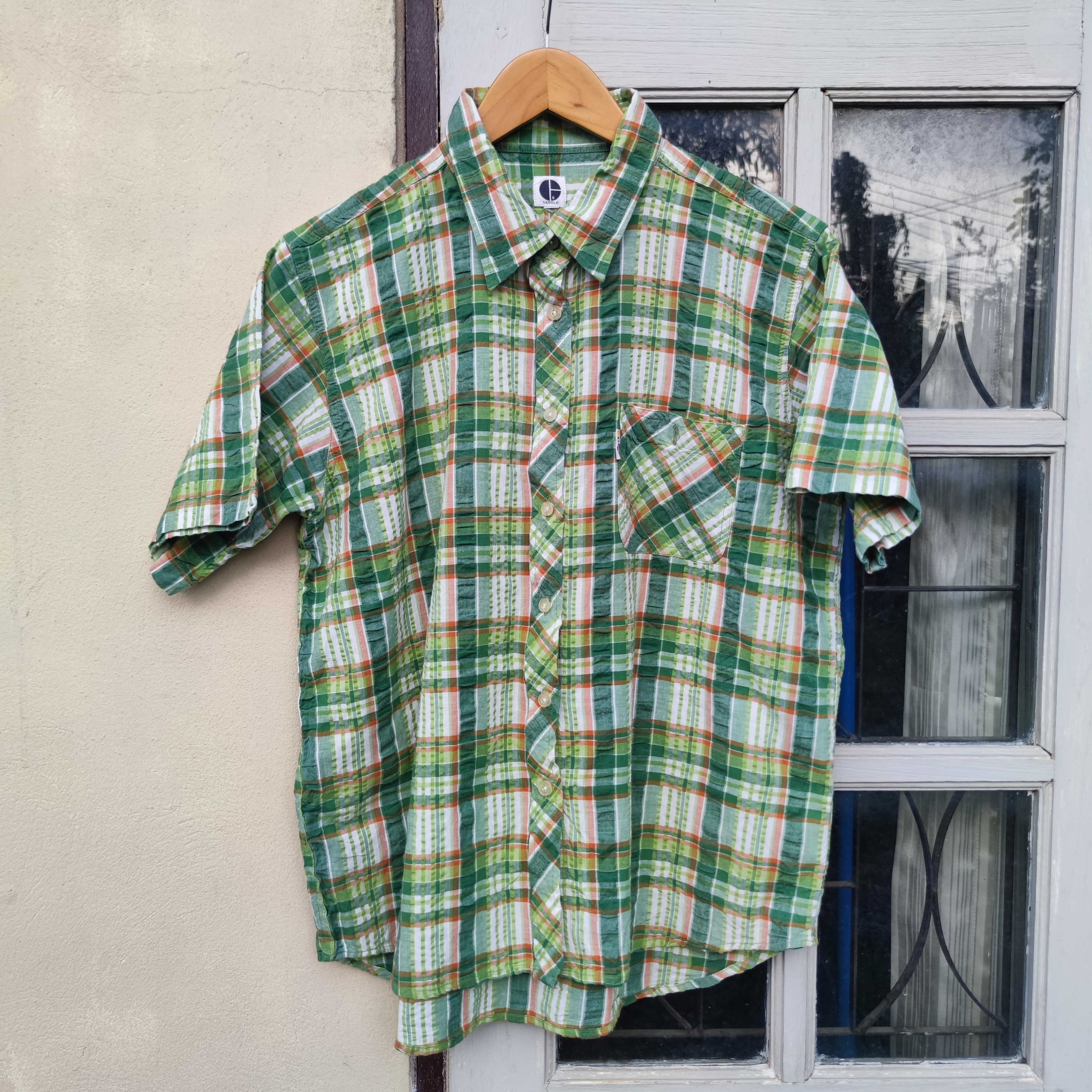 Saddle Japanese Brand Short Sleeve Green Plaid Button Up Shirt