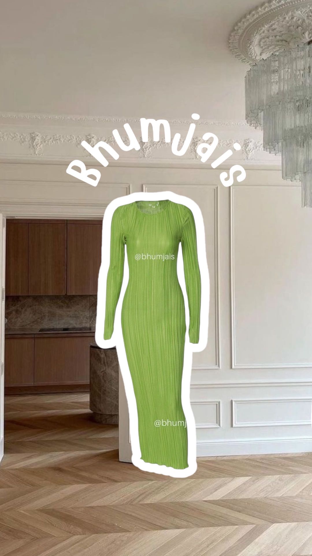 #bjpleatsDress1128 (650THB)—orange/green—
