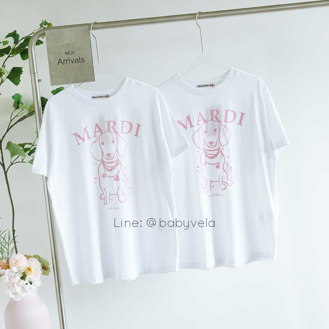 Mardi T-Shirt Swing The Tail Ddanji Pearl Necklace (White Pink)