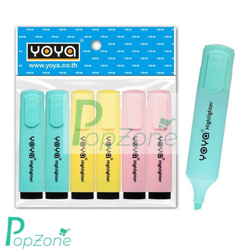 YOYA ปากกาเน้นข้อความ 1902 พาสเทล คละสี (แพ็ก 6 ด้าม)