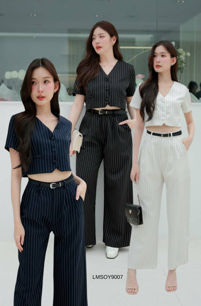 S-2XL ชุดเซ็ตเสื้อกางเกง LMSOY9007