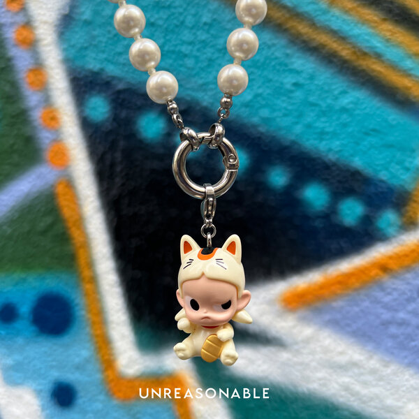 สร้อยคอมุกแก้ว 8 mm. สลับหินสีเหลืองอ่อน POP BEAN พร้อม จี้ Zsiga UA1005-06 Unreasonable Accessories