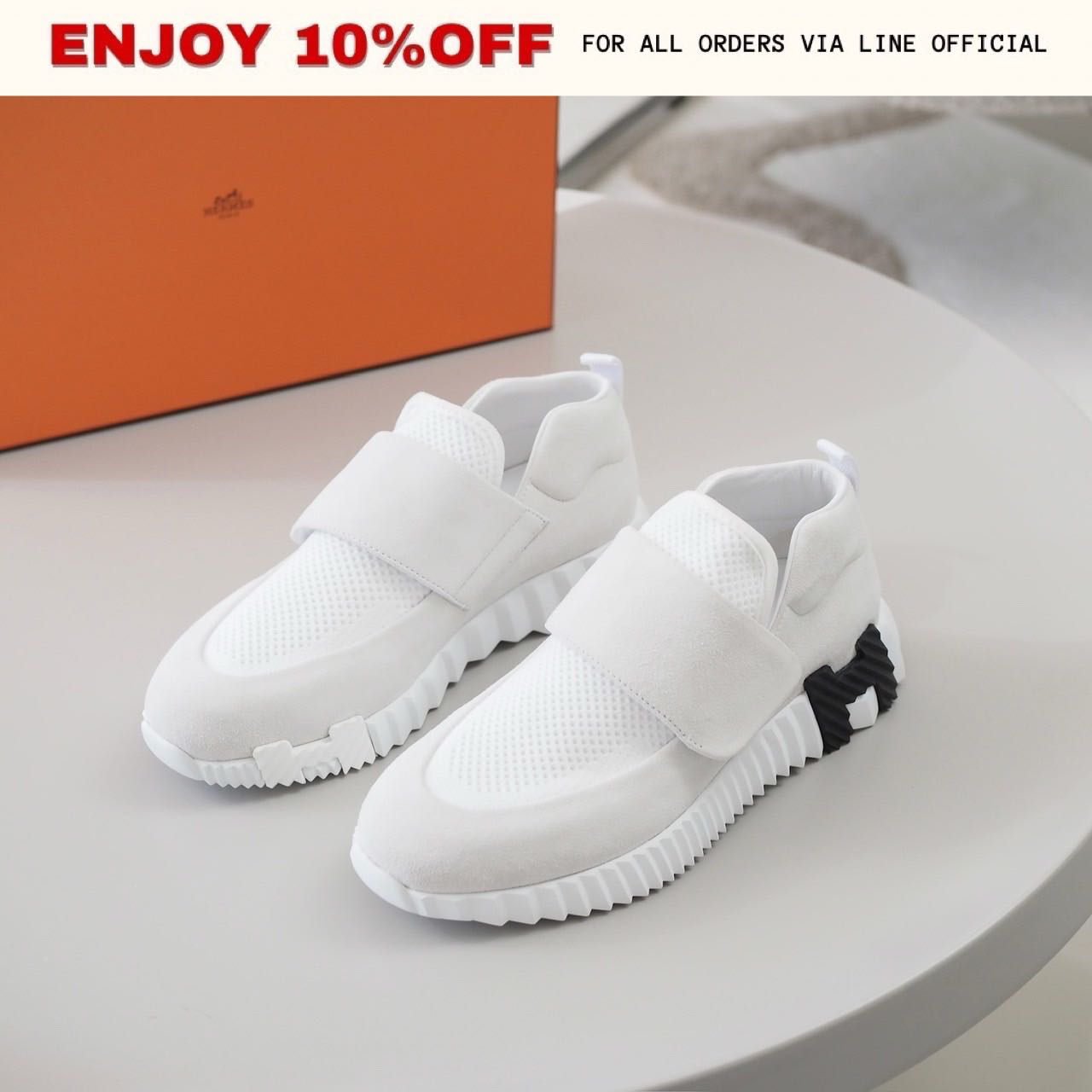 NEW! HERMES H Sneaker สี Blanc Suede | Shoes