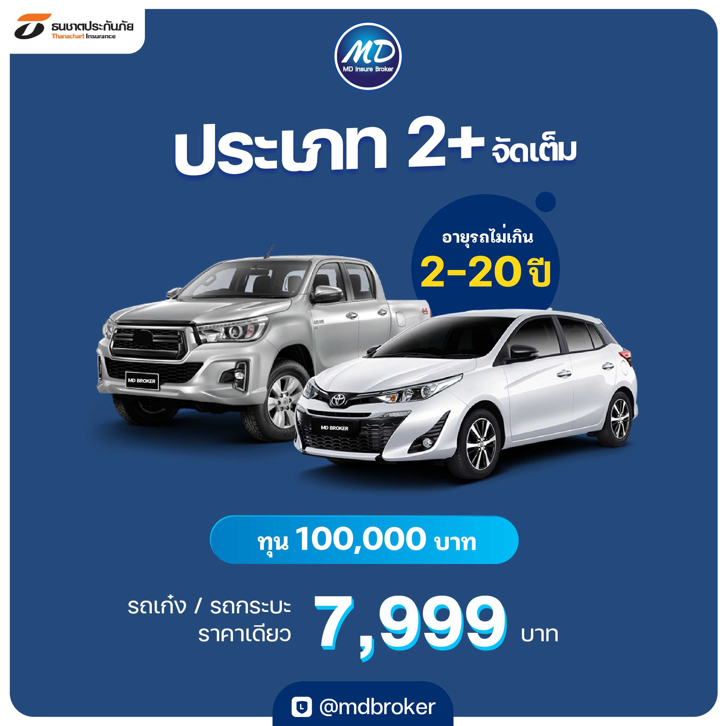 ประกันรถยนต์ 2+ จัดเต็ม มีความคุ้มครองพิเศษ (ธนชาต)