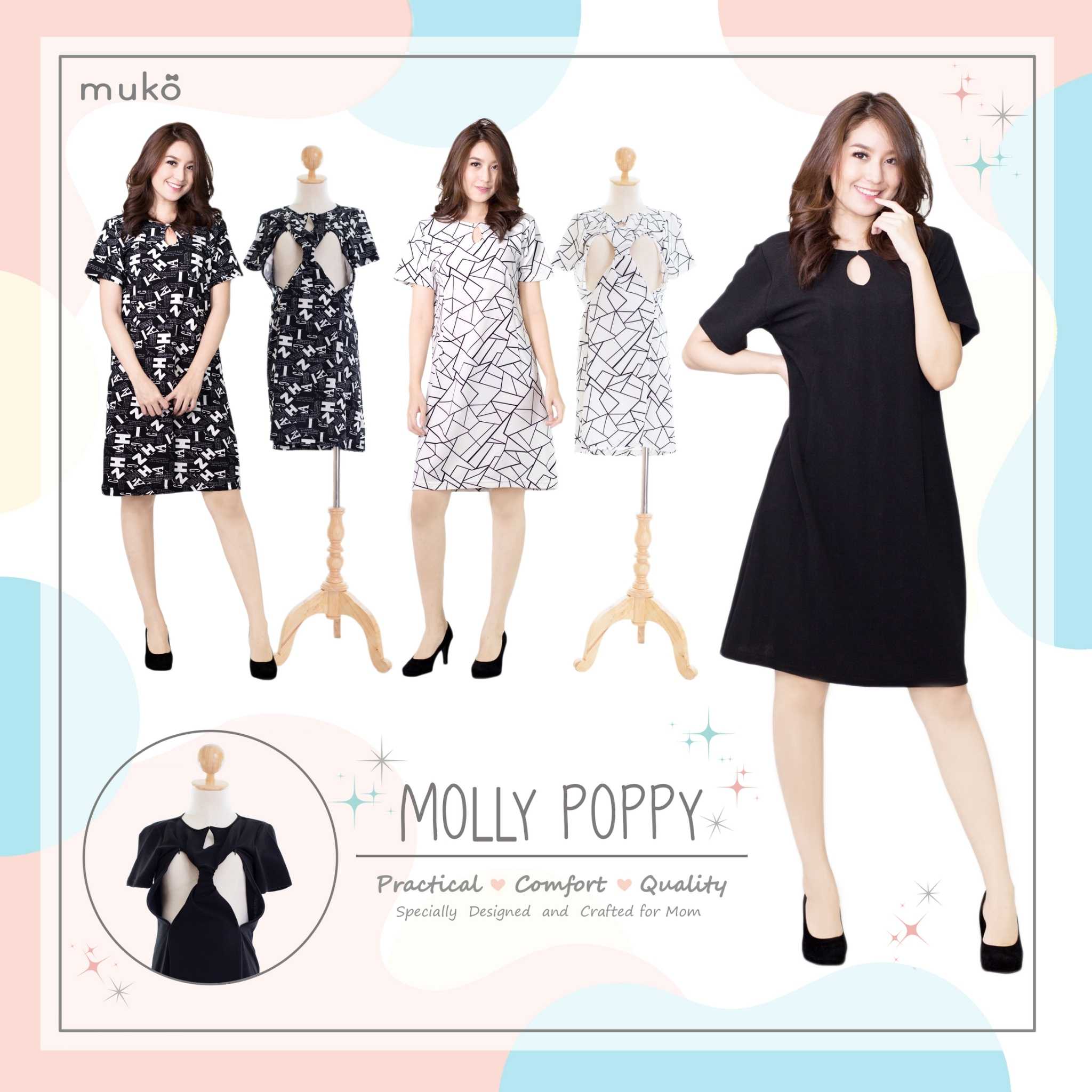 Muko Molly Poppy เดรสเปิดให้นม คุลมท้อง DZ33 (Dresses)