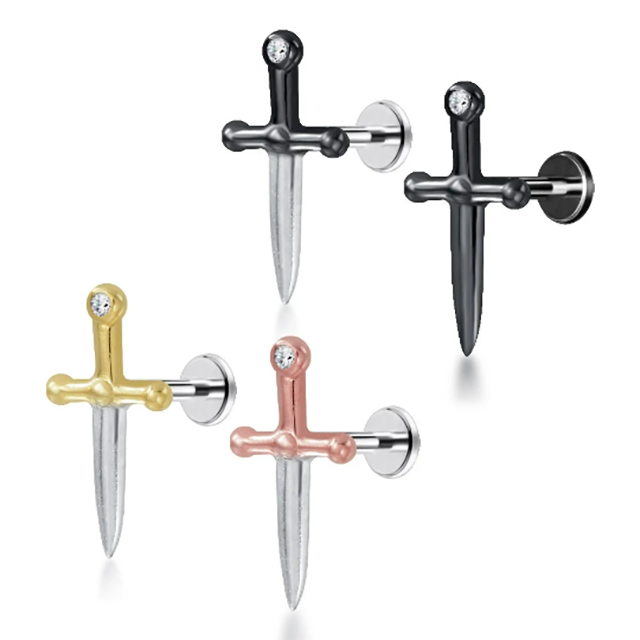 PiercingRoomByJay Dagger Piercing Flat Back เงินแท้ (ราคาต่อชิ้น)