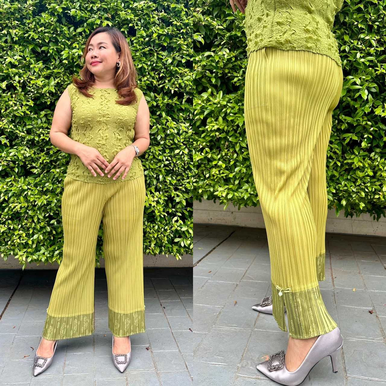 Peatbynisa A456 กางเกงอัดพลีท เนื้อผ้าPolyester100%
