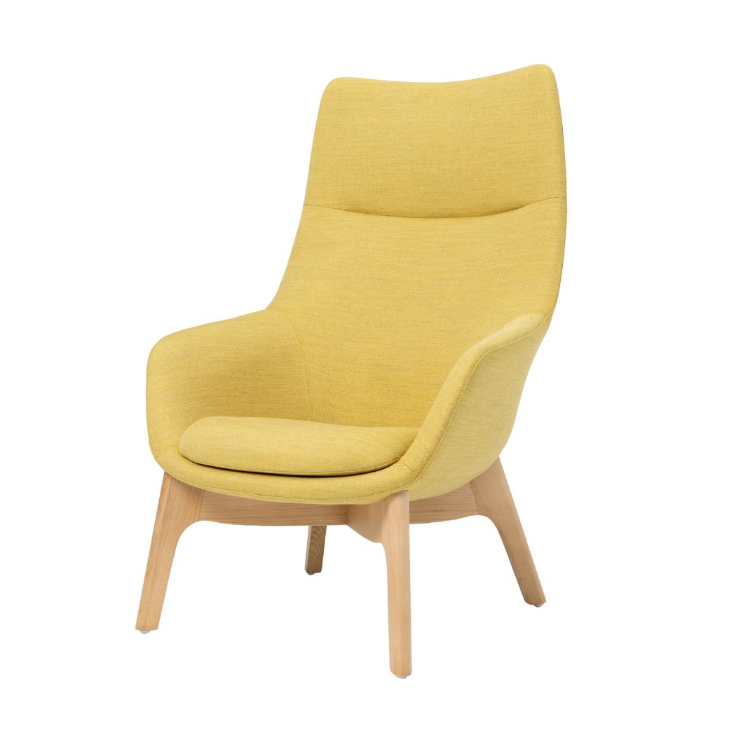 Modernform เก้าอี้พนักพิงสูง ARCHINI รุ่น FLY-CH08 ขาไม้จริง เบาะและพนักพิงหุ้มผ้า