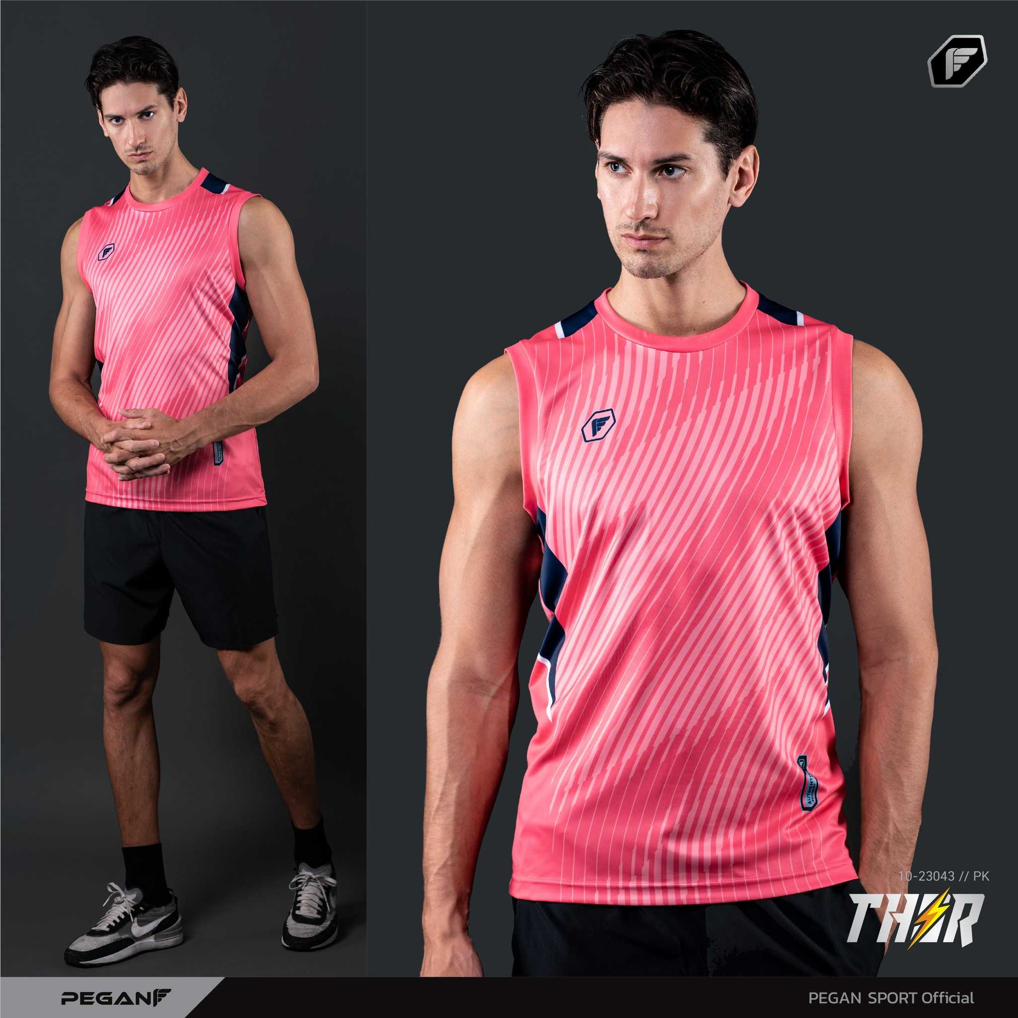 เสื้อกีฬา  พิมพ์ลาย แขนกุด Pegan 10-23043
