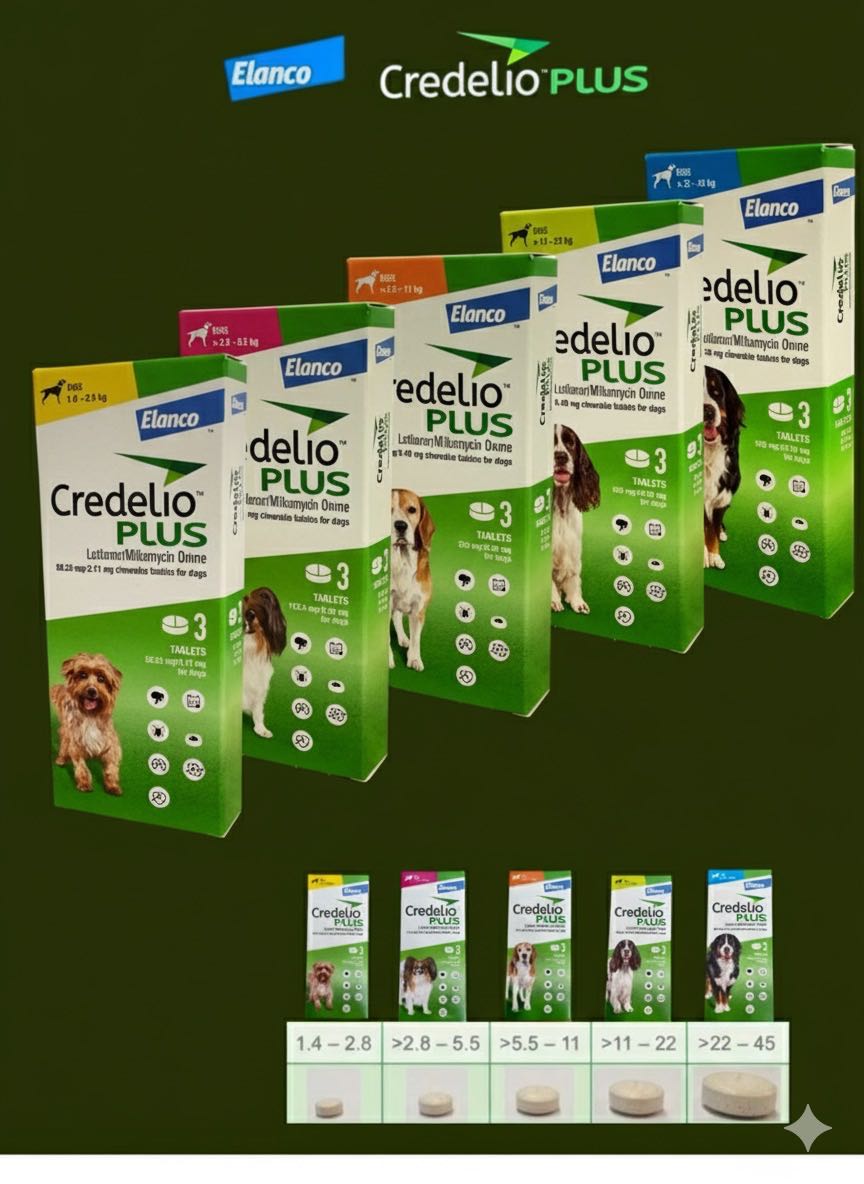 Credelio plus ผลิตภัณฑ์กำจัดเห็บ, หมัด และะไรในหู พร้อมทั้งดูแลผิวหนัง และทางเดินอาหารของสุนัข บรรจุ
