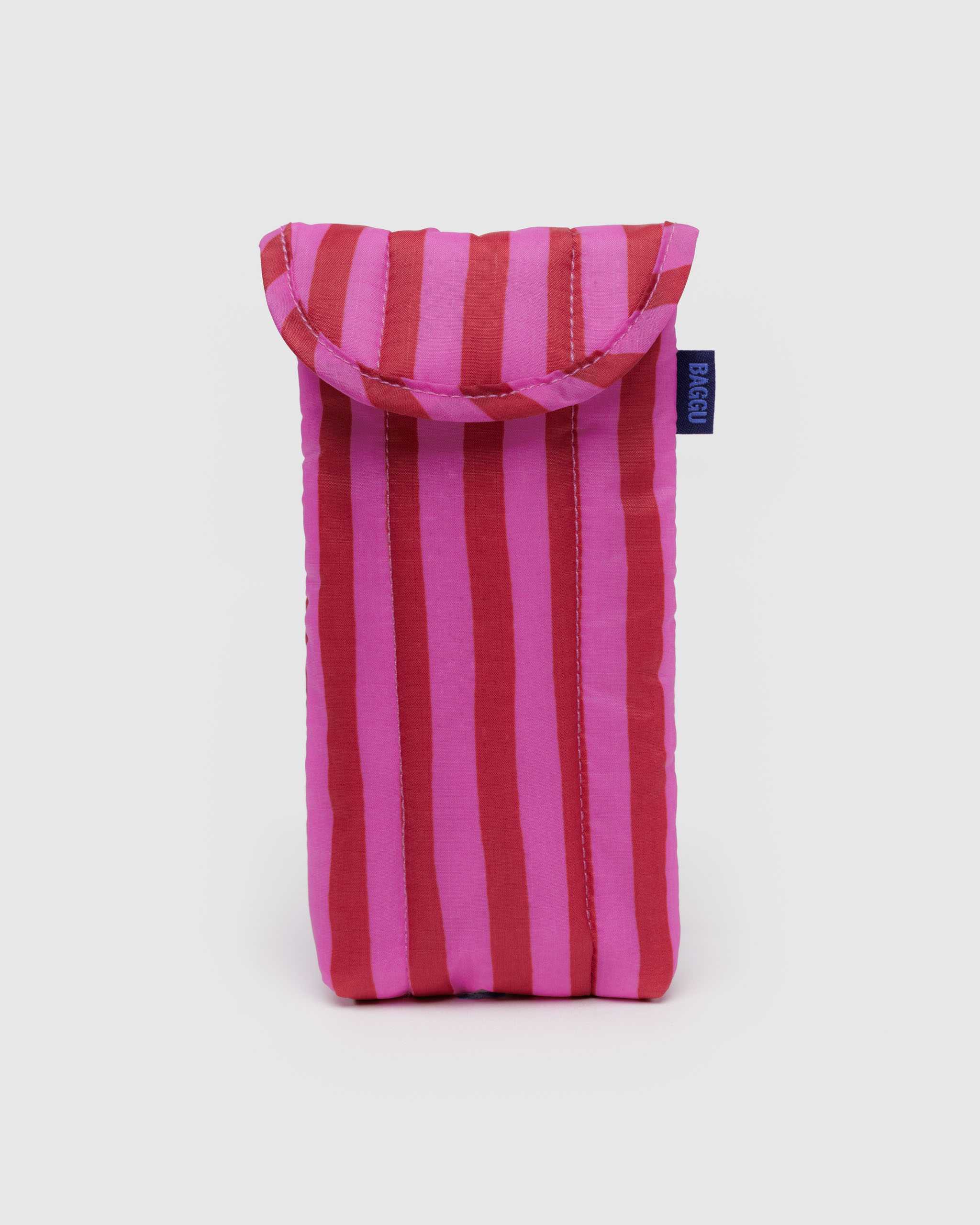 BAGGU Puffy Glasses Sleeve - Pink & Red painted stripe