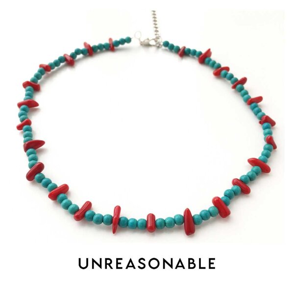 สร้อยคอ Red Coral & Turquoise หินธรรมชาติ UA0721-01 Unreasonable Accessories