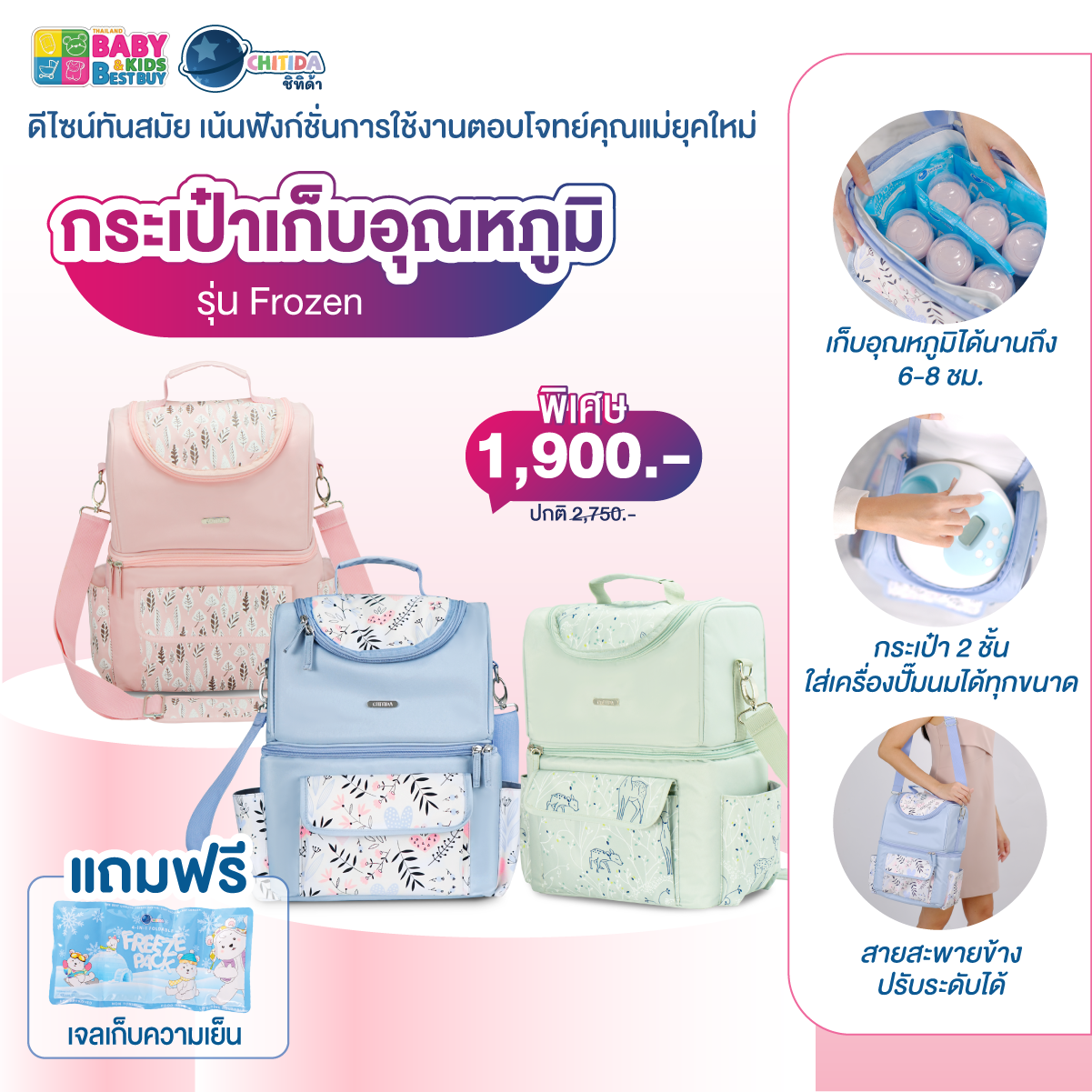 BBB#61 - กระเป๋าสัมภาระและเก็บอุณหภูมิคุณแม่ รุ่น Frozen