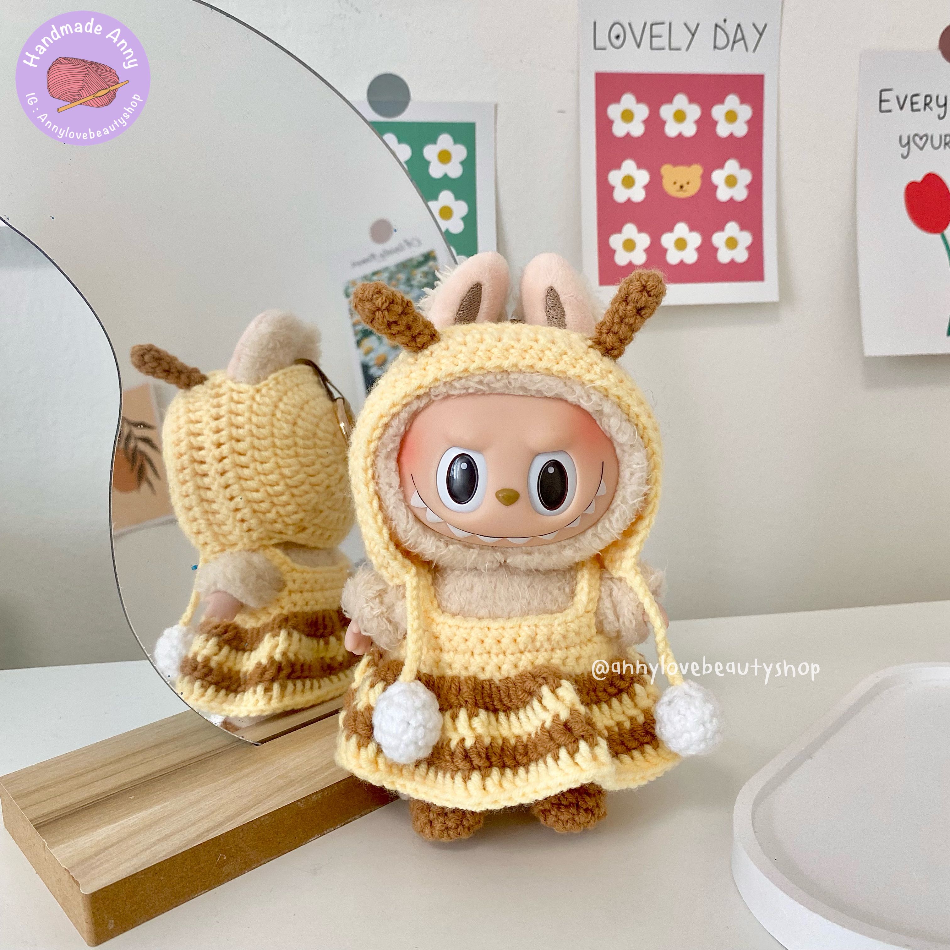 Handmade🐝 ชุดเซ็ตน้องผึ้ง 3 ชิ้นถักไหมพรม สำหรับลาบูบู้