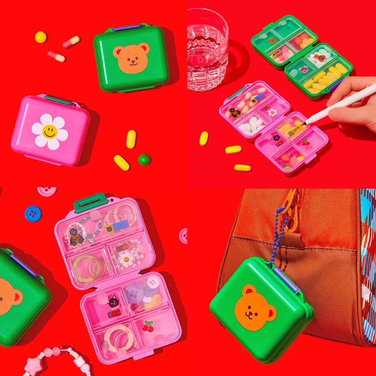 🌈 Wiggle Wiggle แท้ 💯 กล่องใส่ยา & เครื่องประดับ Multi Case กล่องเก็บของจุกจิก มีช่องแบ่ง